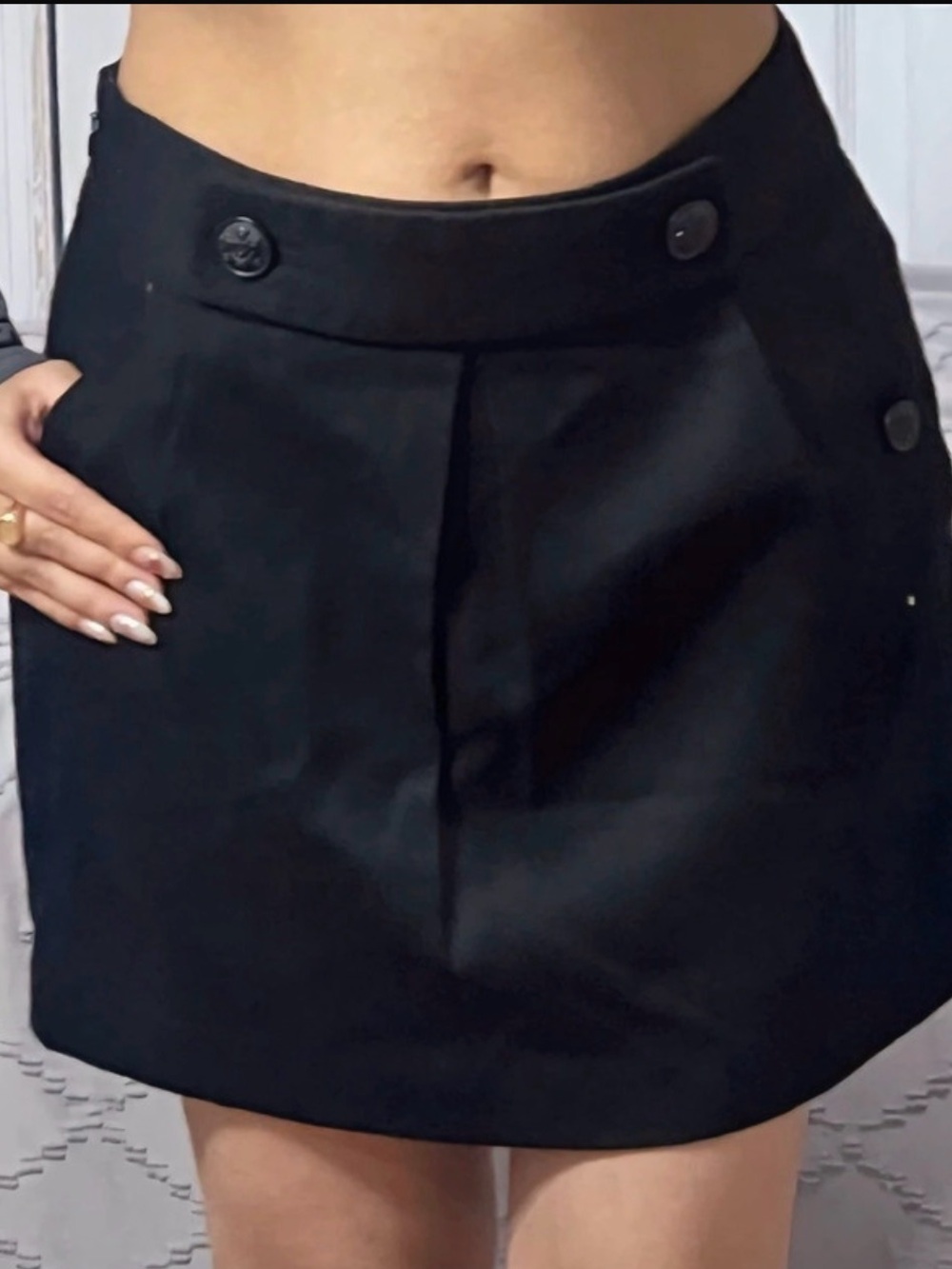 Banana Republic Black Mini Skirt with Button Details
